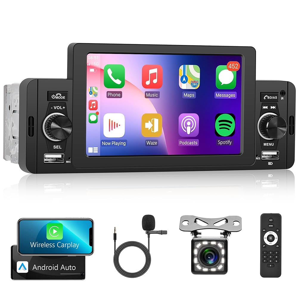 Radio de Coche 1 DIN con Carplay y Bluetooth Radio de Coche 1 DIN con Carplay y Bluetooth